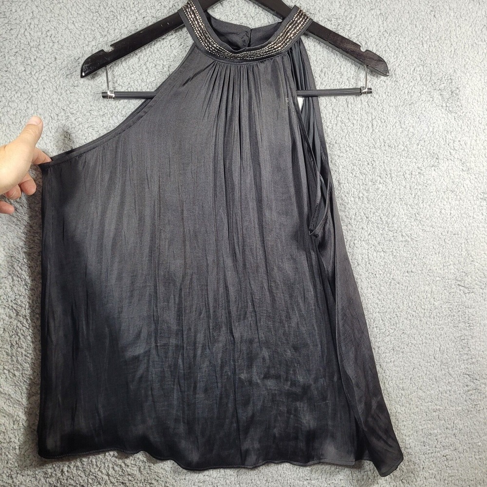 Torrid Black Halter Tank Top Sleeveless Beaded Neckline Women's Size‎ 0 (L) NEW